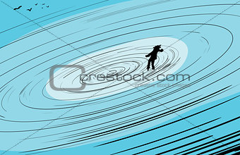 Dreaming Figure in Spiral with Birds
