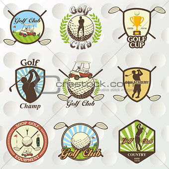 golf labels, badges and emblems
