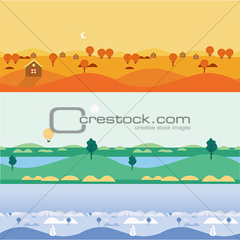 Background seamless landscapes autumn, summer, winter