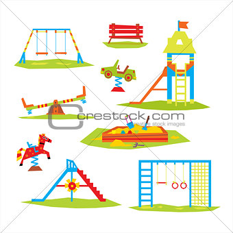 Children Playground, Colourful  Vector Illustration