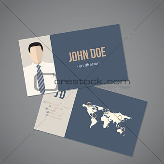 Modern business card with world map