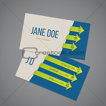 Business card template with arrow ribbons
