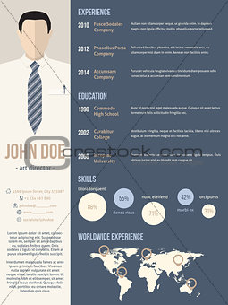 Resume cv template with business man photo