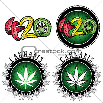 Marijuana cannabis leaf symbol stamp vector illustration