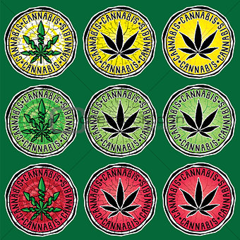 Marijuana cannabis leaf symbol stamp vector illustration