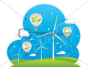 Eco windmills and air balloons