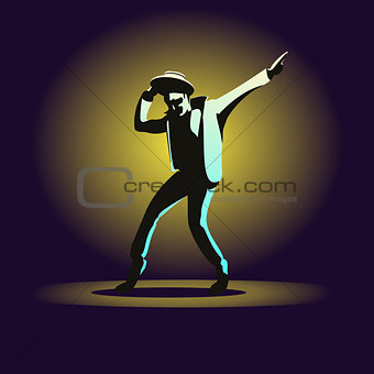 Dancing man on dark background