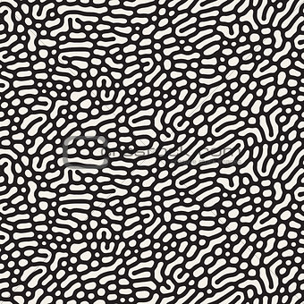 Vector Seamless Black and White Organic Rounded Lines Biological Pattern