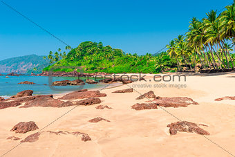 Horizontal picture of beautiful tropical beach in the afternoon