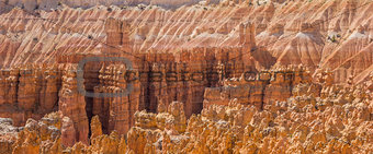 Close up panorama of the amphitheater in Bryce Canyon