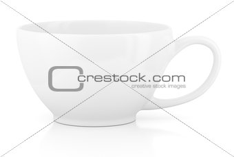 White ceramic cup empty blank for coffee or tea