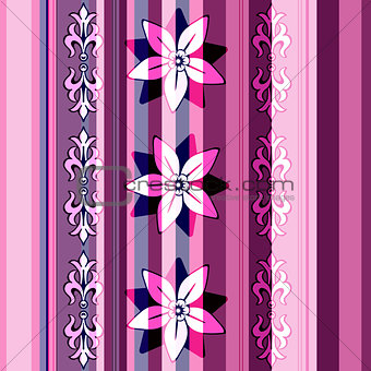 Seamless striped floral pattern