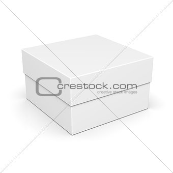 Closed paper square box on white