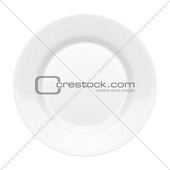 Empty ceramic round plate isolated on white