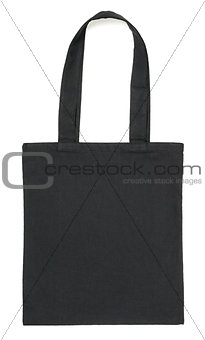 Black fabric bag on white