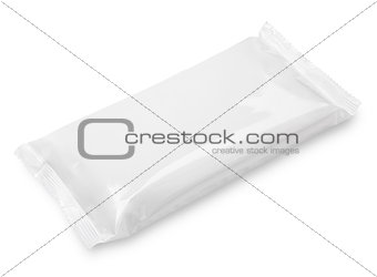 Blank plastic pouch food packaging on white