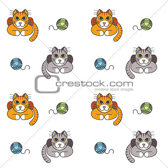 Happy home cats seamless pattern.