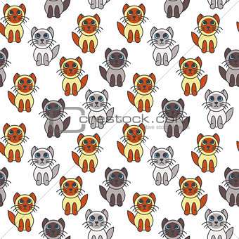 Many seal point kittens seamless pattern.
