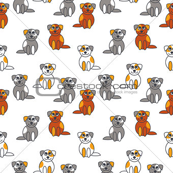 Many cute puppies seamless pattern.
