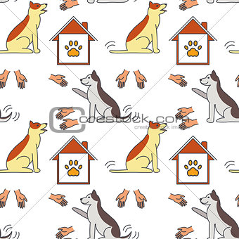 Good hands and home for dogs seamless pattern.
