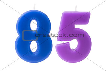 85th birthday candles isolated 