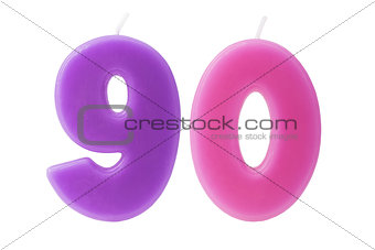 90th birthday candles isolated 