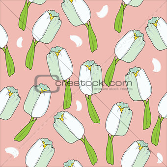 Cute seamless  floral pattern with tulips