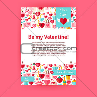 Be my Valentine Holiday Vector Invitation Template Flyer
