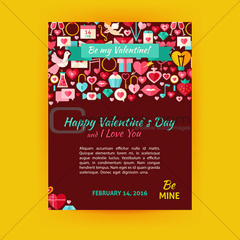 Happy Valentine Day Holiday Vector Template Banner Flyer Modern 