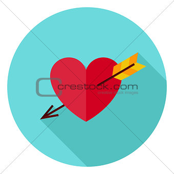 Love Heart Pierced with Arrow Circle Icon