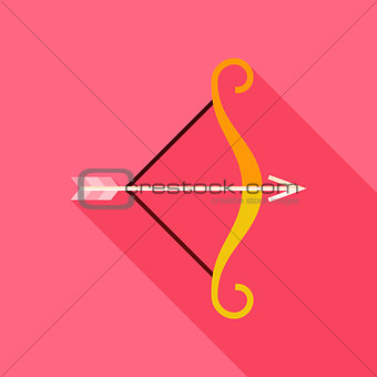 Vector Flat Design Archery Bow with Arrow Icon