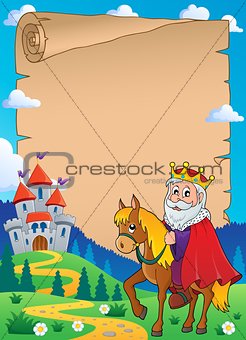 Parchment with king on horse theme 1