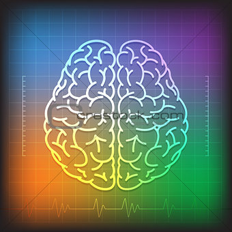 Human Brain Concept with Wave Diagram Colorful Background