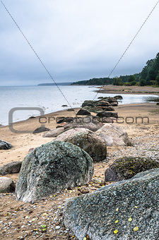 Rocky beach on the Gulf of Finland. Estonia
