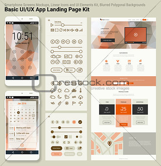 Flat design responsive pixel perfect UI mobile app and website template