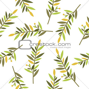 floral seamless pattern with branches of laurel for textile print