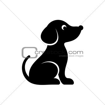 Cute black vector dog icon