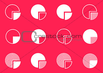 Pie chart diagram icons collection