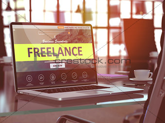 Freelance Concept on Laptop Screen.