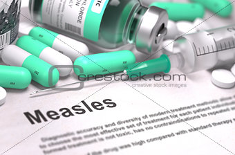 Diagnosis - Measles. Medical Concept with Blurred Background.