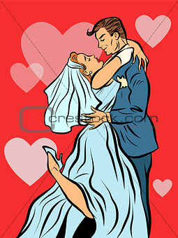 The bride and groom married wedding card