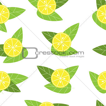 Seamless vector lemon pattern on white background