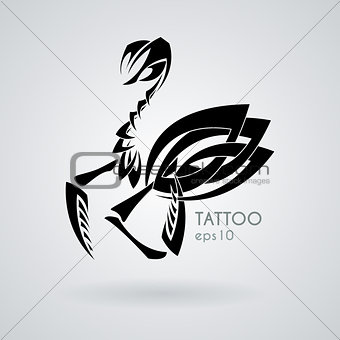 Vector image of a praying mantis style tribal tattoo.