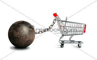 Shopping cart with iron ball