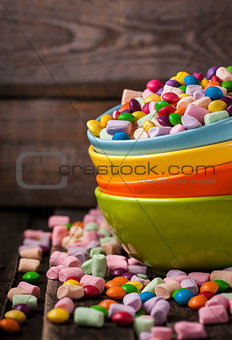 Mix of candies in a bowls