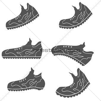 Set of Gray Sport Shoe Icons