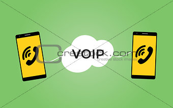 voip voice over protocol concept with two smartphones vector
