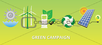 green campaign concept with new energy alternatives solar panel vector