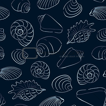 Seashells seamless background