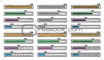 Mega set of hand-drawn vector doodle progress bar